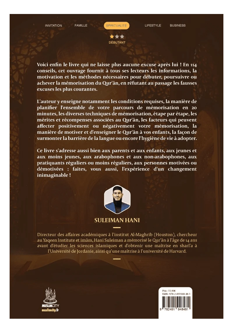 114 conseils pour mémoriser le Quran - Suleiman Hani - MuslimCity AL FIL MAKTABA