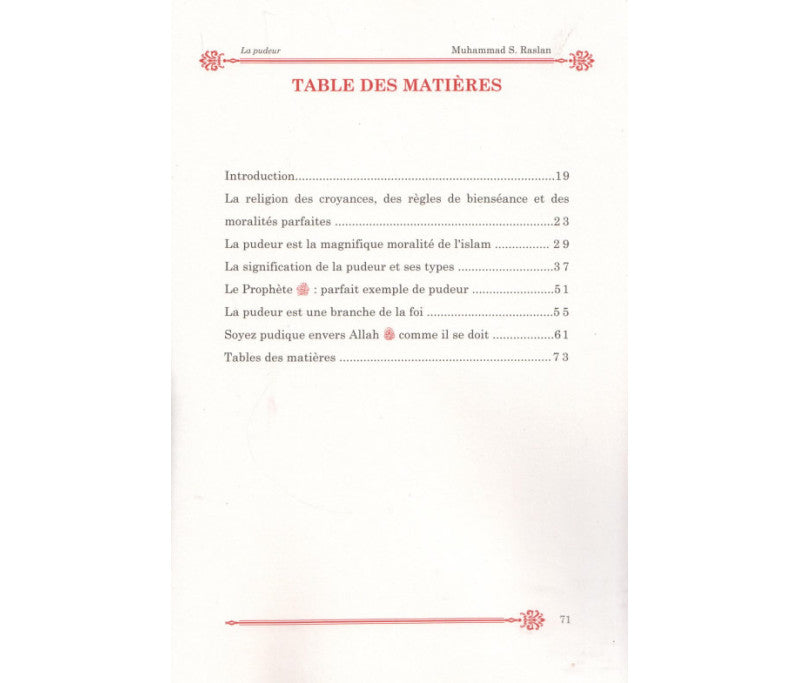 La pudeur en islam – Éditions Pieux Prédécesseurs AL FIL MAKTABA