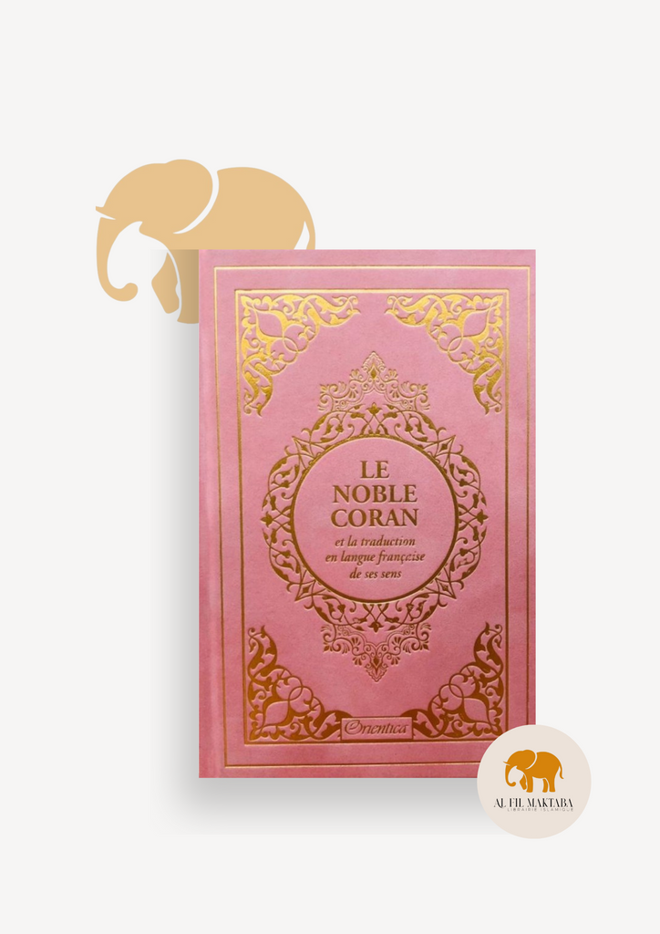 Le Noble Coran et la traduction en langue française de ses sens (bilingue français/arabe) - Edition de luxe couverture cartonnée en daim rose clair dorée