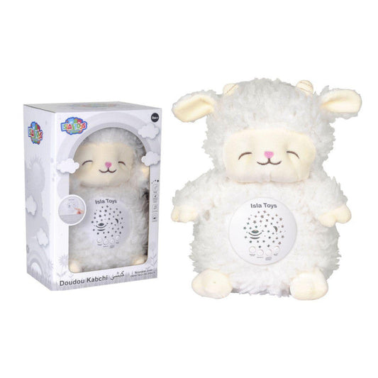 Doudou Kabchi Mouton Blanc - Veilleuse Coranique avec détecteur de pleurs - Cadeau pour bébé et enfant musulman - Jouet Islatoys Al Fil Maktaba
