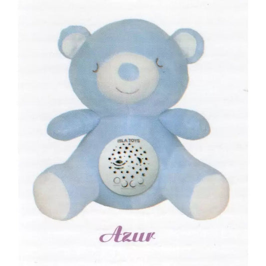 Doudou Ourson Azur Bleu - Veilleuse Coranique avec détecteur de pleurs - Cadeau pour bébé et enfant musulman - Jouet Islatoys Al Fil Maktaba